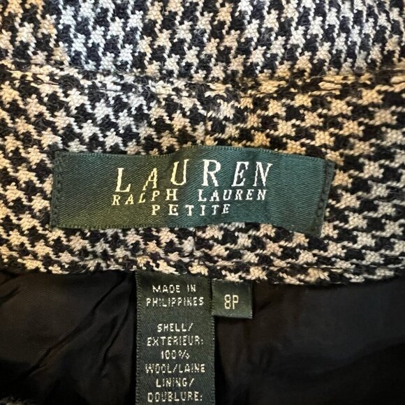 Lauren Ralph Lauren Wool Crop Trouser Pants Houndstooth High Rise 8P Equestrian - Picture 4 of 7